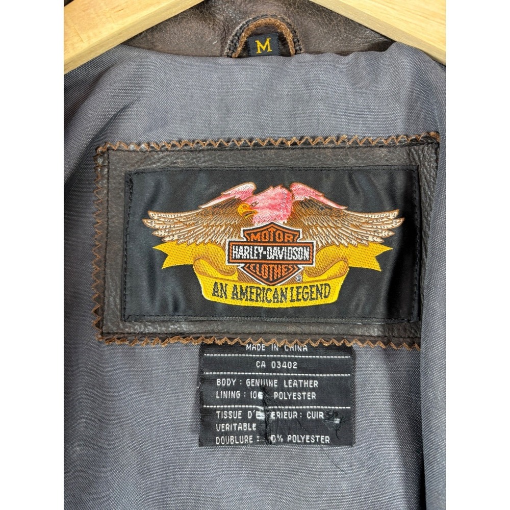 Harley-Davidson Womens Brown Leather Fringe Motorcycle Jacket CA 03402 Size M - Picture 5 of 13